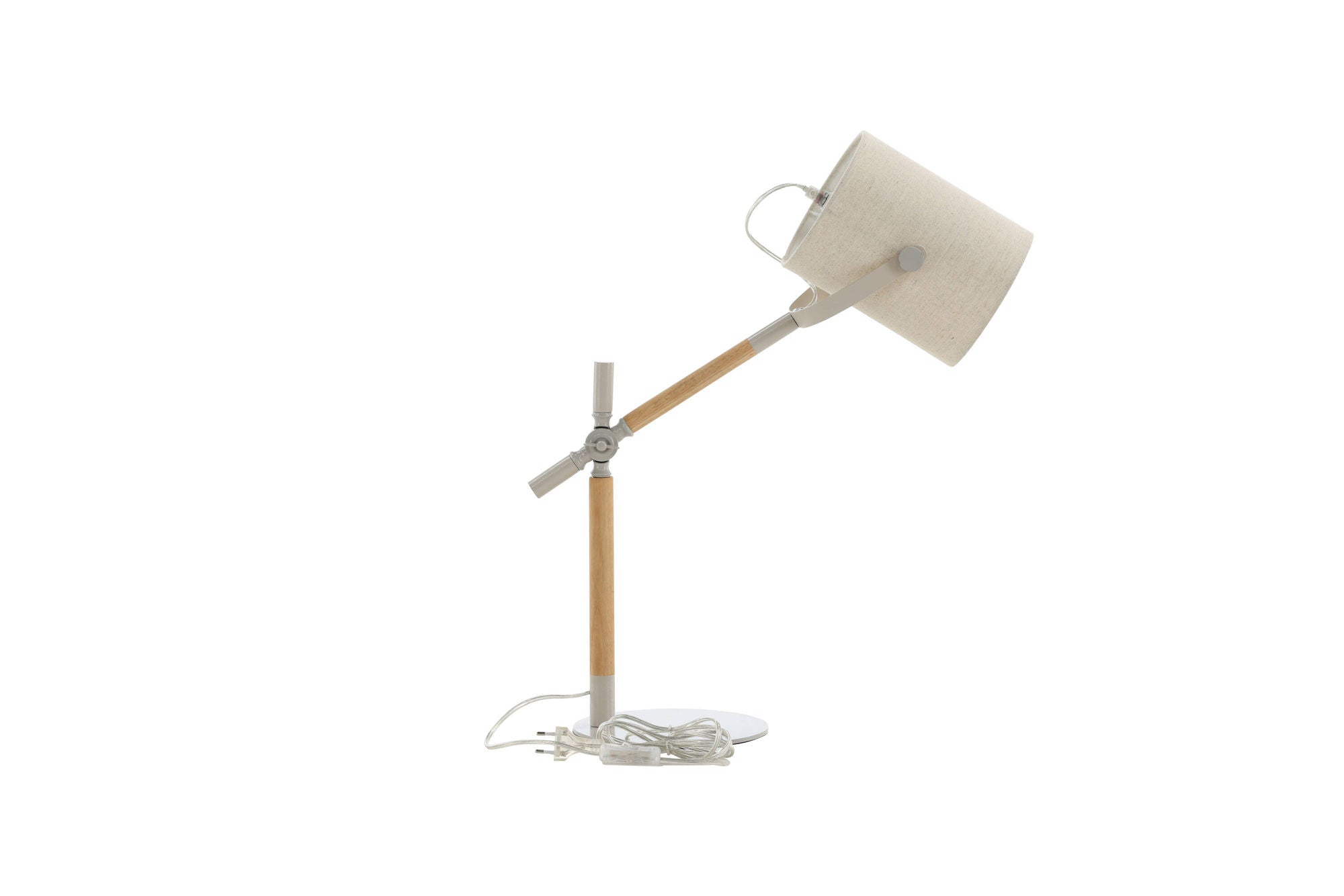 Venture Home Dennis -Bordslampa - Beige / Trä / Beige Linne