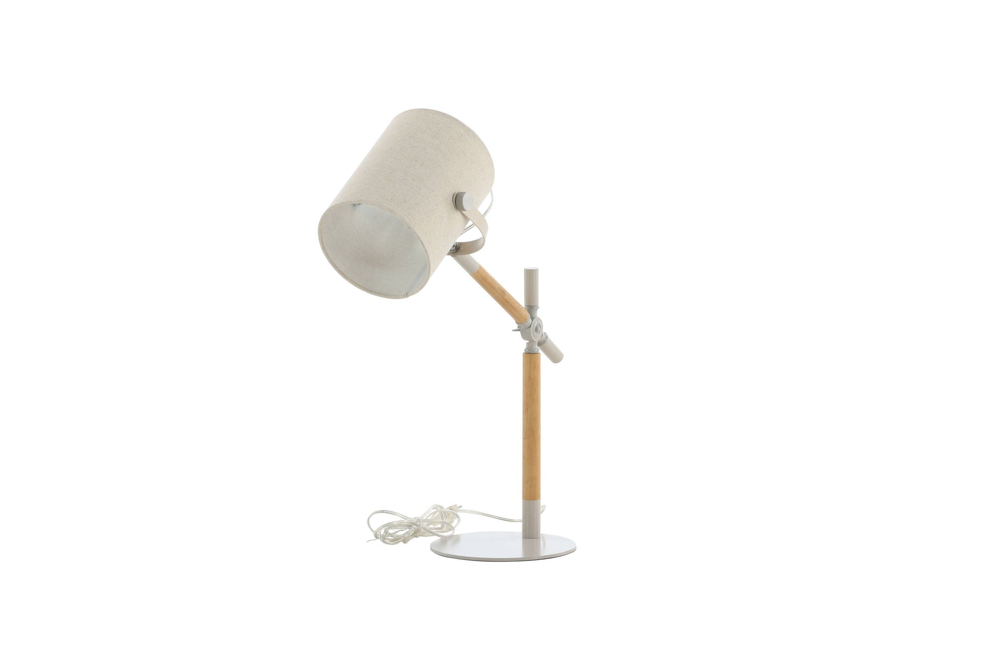 Venture Home Dennis -Bordslampa - Beige / Trä / Beige Linne