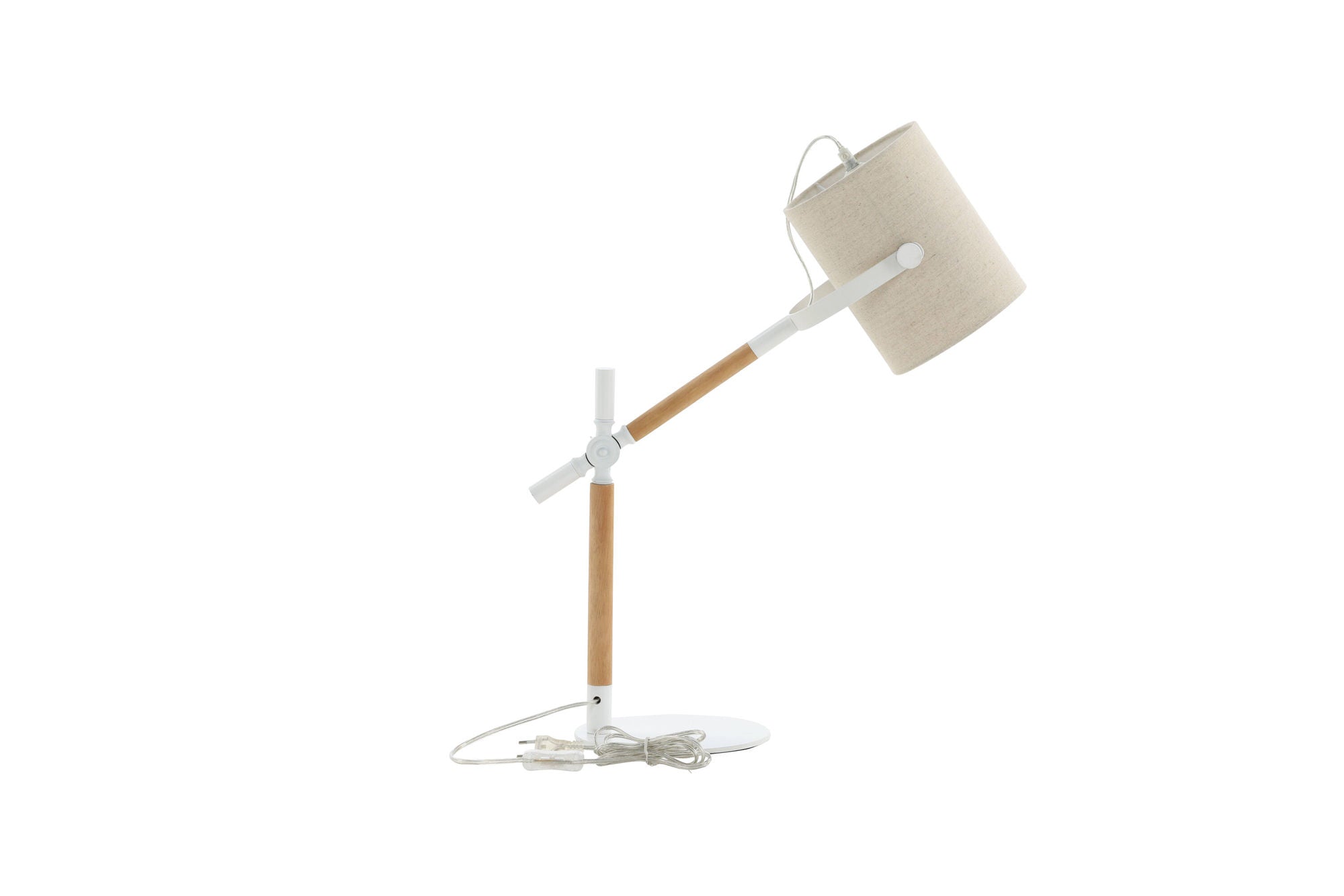 Venture Home Dennis - Bordslampa - Vit / Trä / Beige Linne