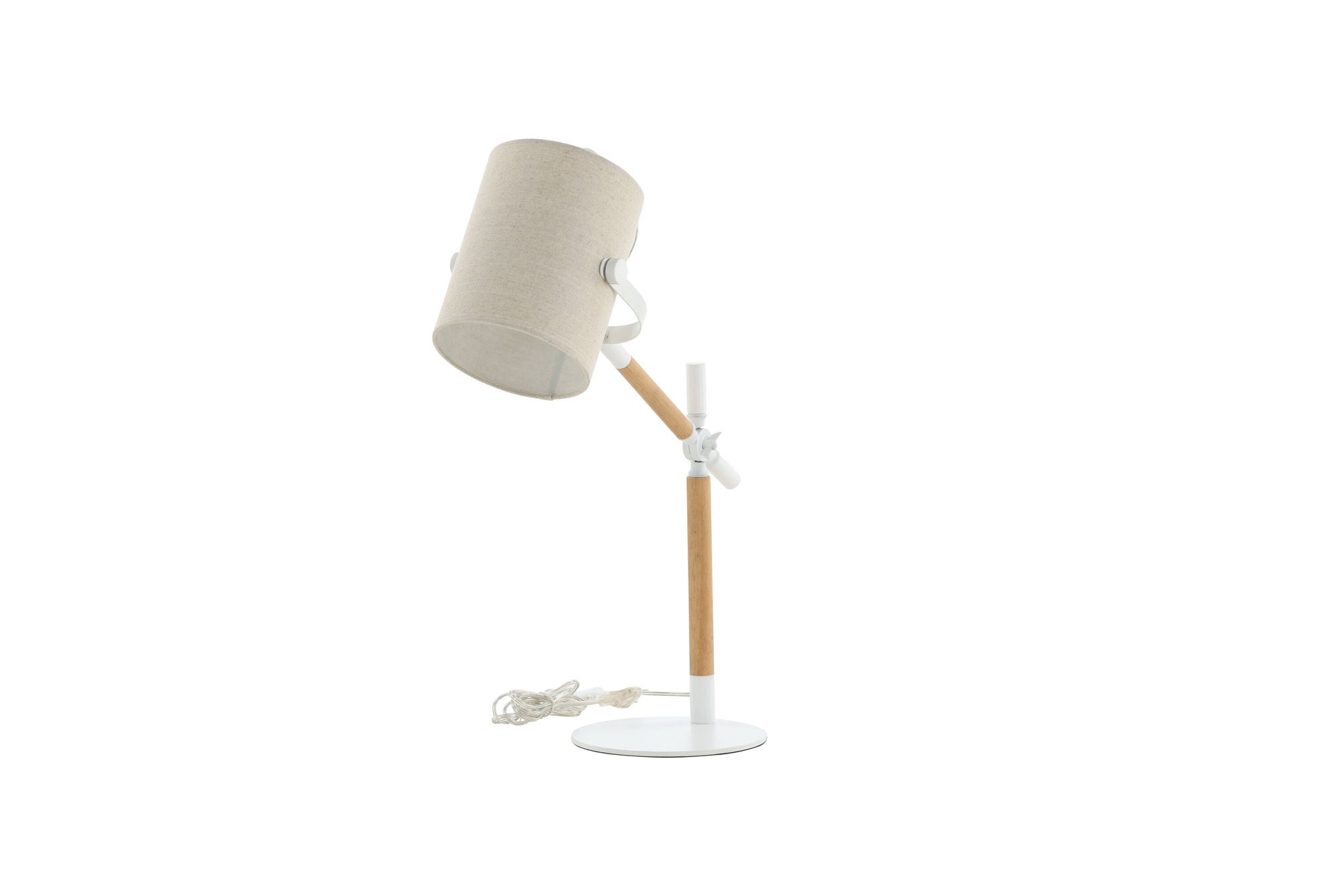 Venture Home Dennis - Bordslampa - Vit / Trä / Beige Linne