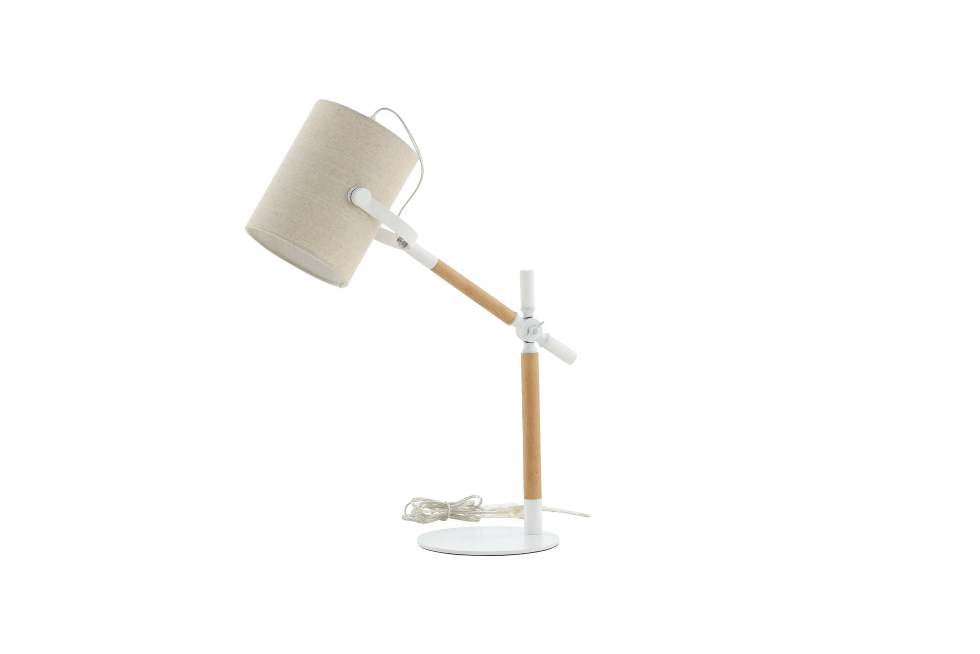 Venture Home Dennis - Bordslampa - Vit / Trä / Beige Linne