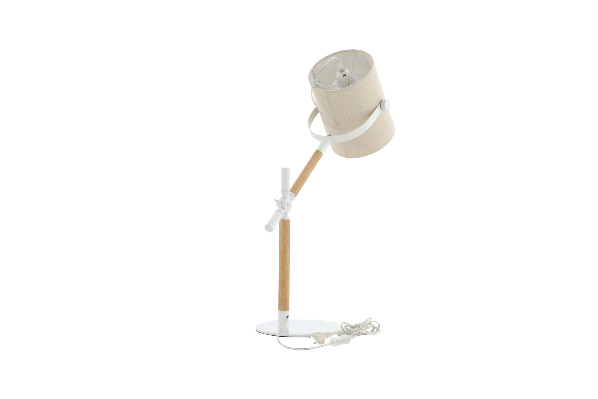 Venture Home Dennis - Bordslampa - Vit / Trä / Beige Linne