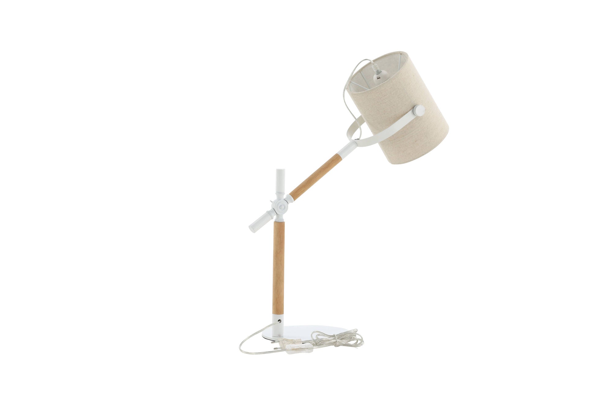 Venture Home Dennis - Bordslampa - Vit / Trä / Beige Linne