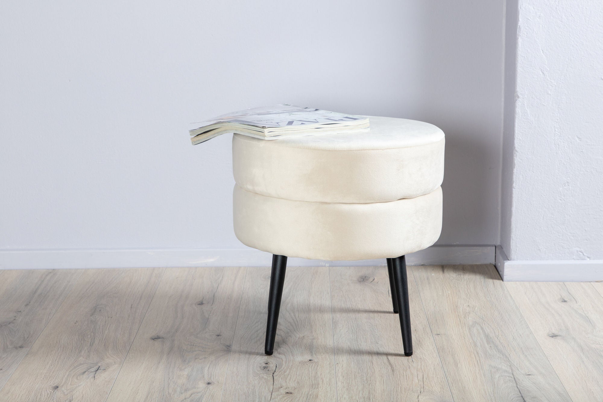 Venture Home Pot Puff - Svart / Beige Sammet