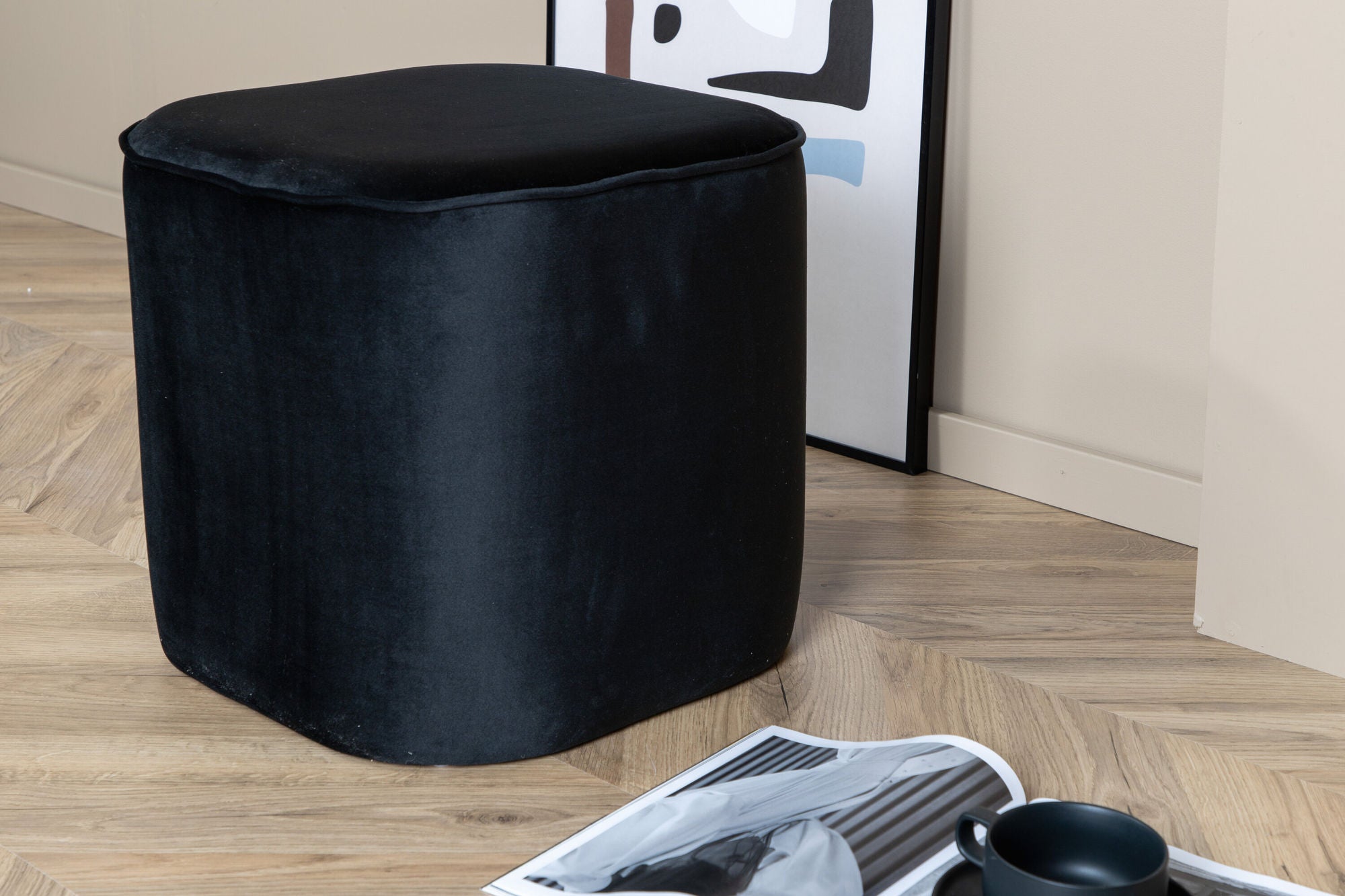 Venture Home Piff Pouf - Svart Sammet Sittpuff