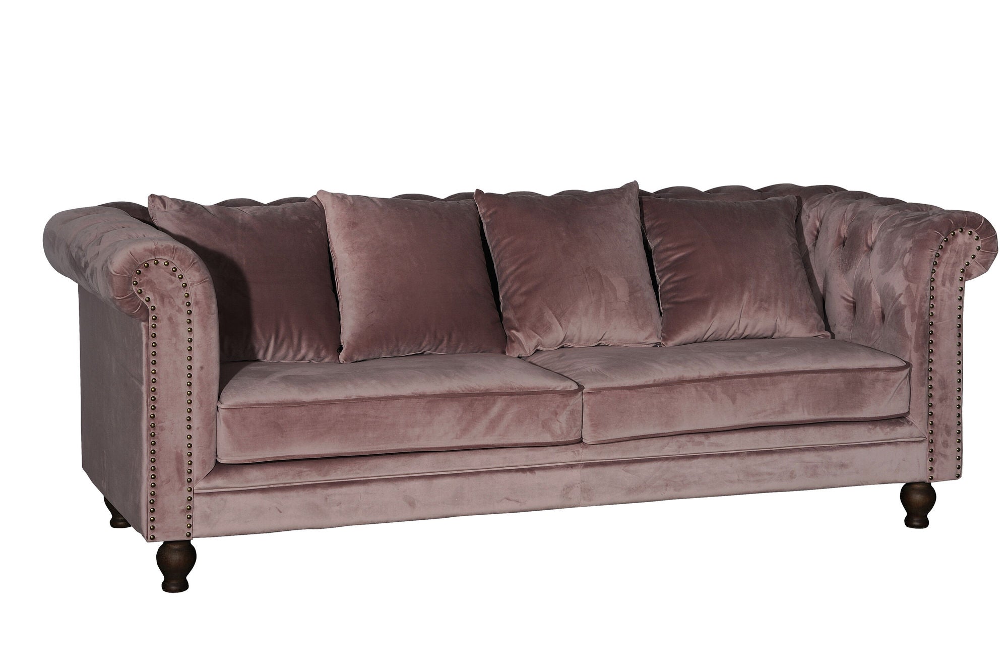 Venture Home - Sammet 3-sits Soffa - Gammalrosa Elegans