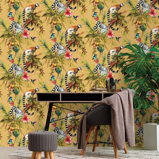 DUTCH WALLCOVERINGS Tapet Lemur ockra