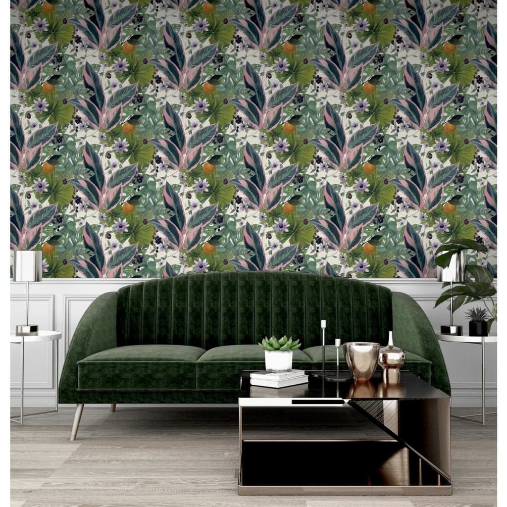 DUTCH WALLCOVERINGS Tapet Passion Flower  och grön