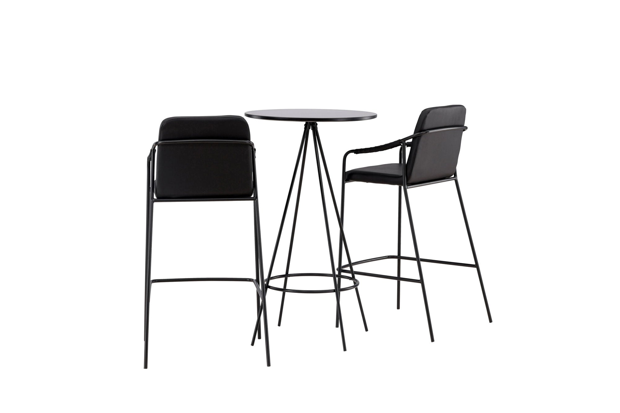 Venture Home - Bistro Bar Bord φ60 - Svart / MDF + Tvist Bar Stol - Svart / Svart PU _2