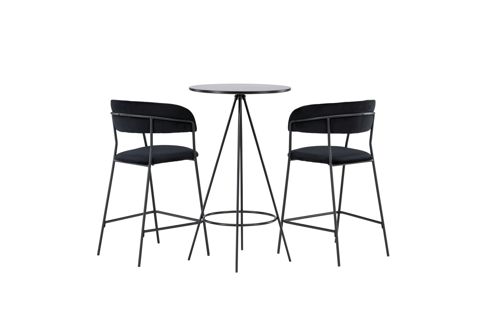 Venture Home - Bistro Barbord φ60 - Svart / MDF med Faner + Lui Barstol - Svart / Svart PU _2