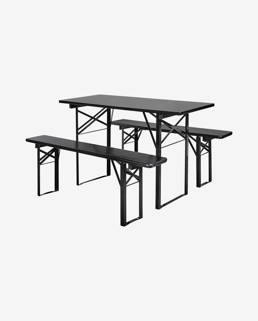 Nordal A/S - Fällbart Bord och Bänk Set i Svart - S/3