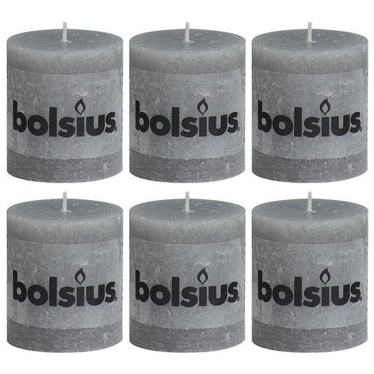 Bolsius Rustika blockljus 6 st 80x68 mm ljusgrå