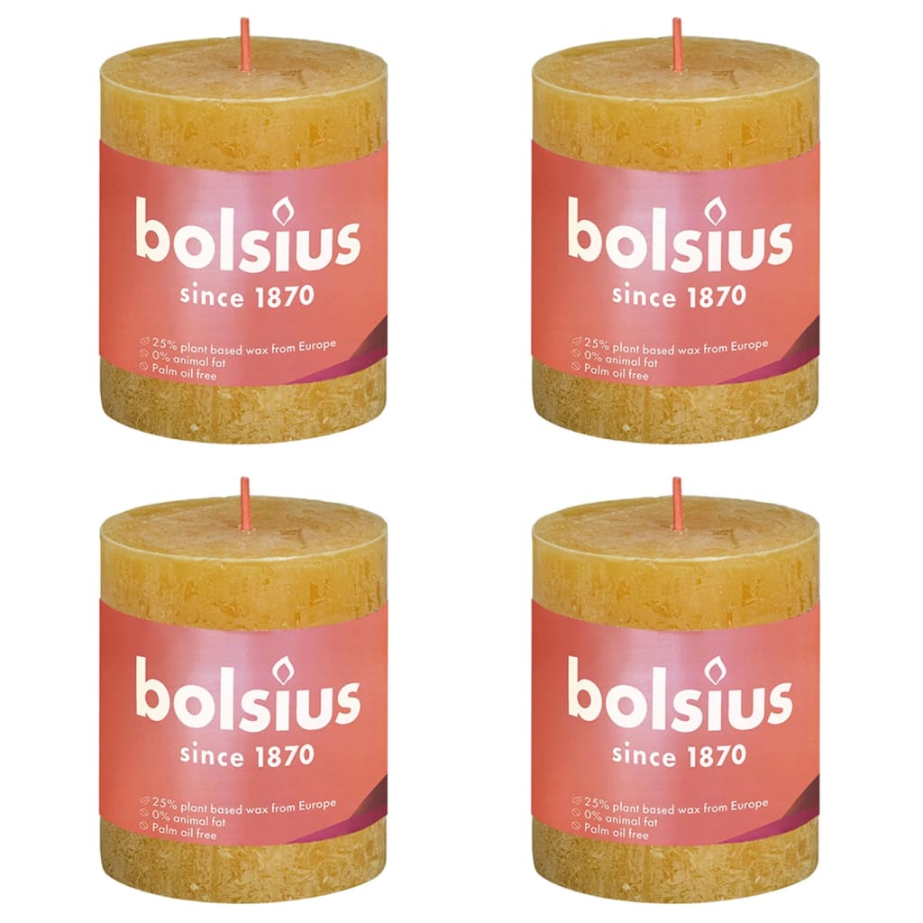 Bolsius Rustika blockljus 4-pack 80x68 mm honungsgul