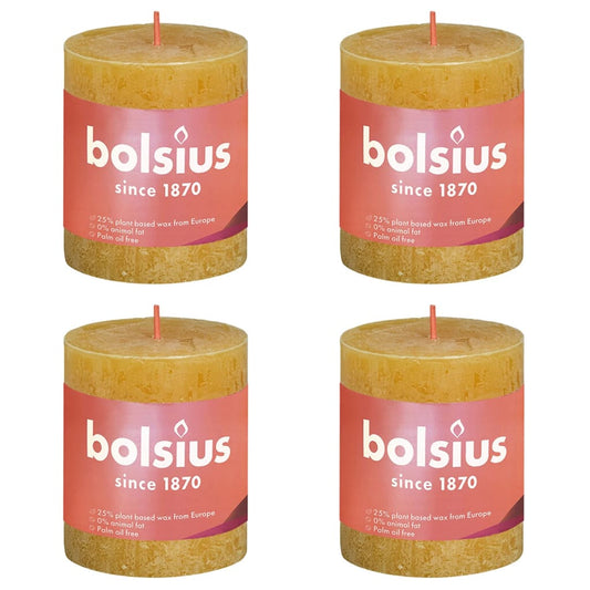 Bolsius Rustika blockljus 4-pack 80x68 mm honungsgul