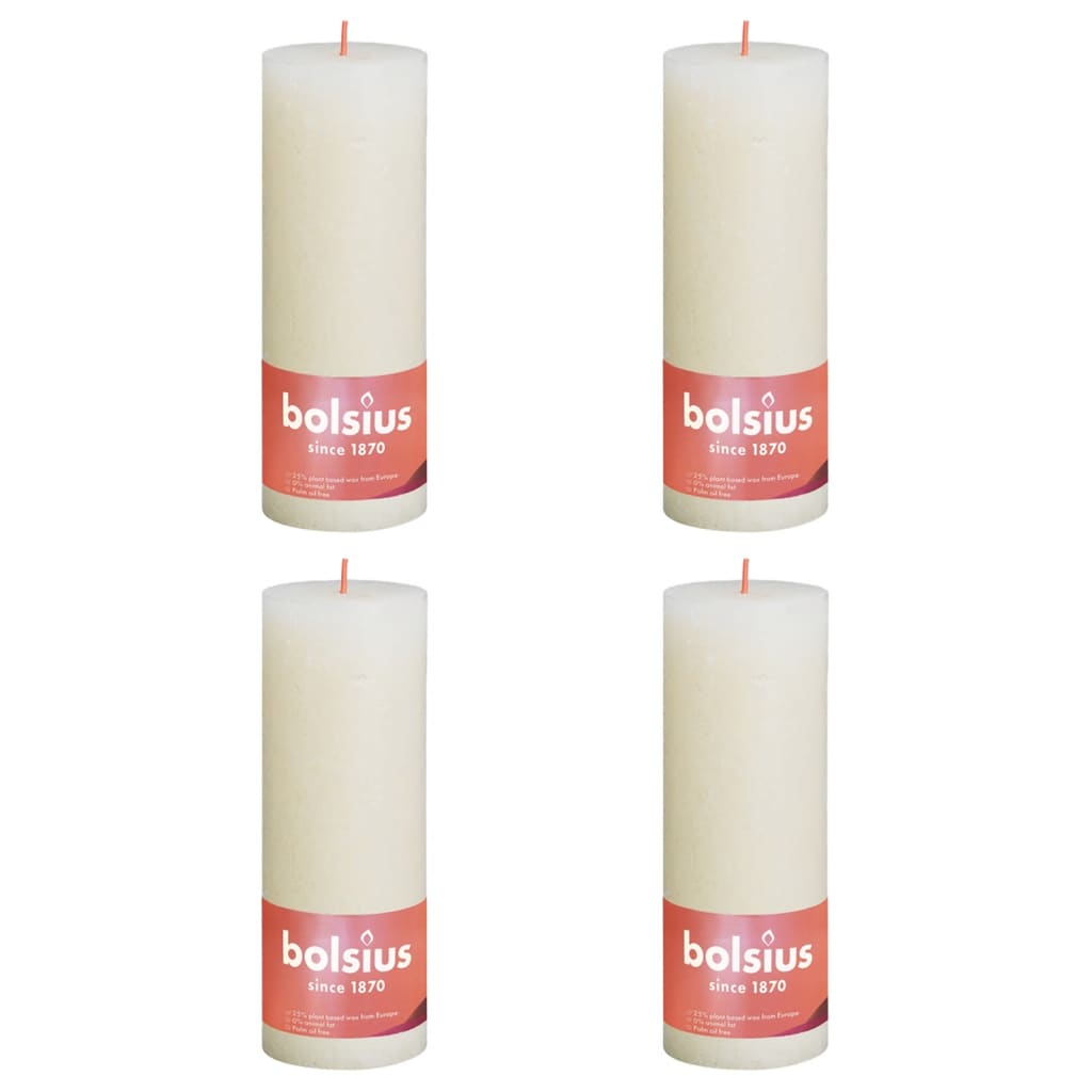 Bolsius Rustika blockljus 4-pack 190x68 mm mjuk pärla