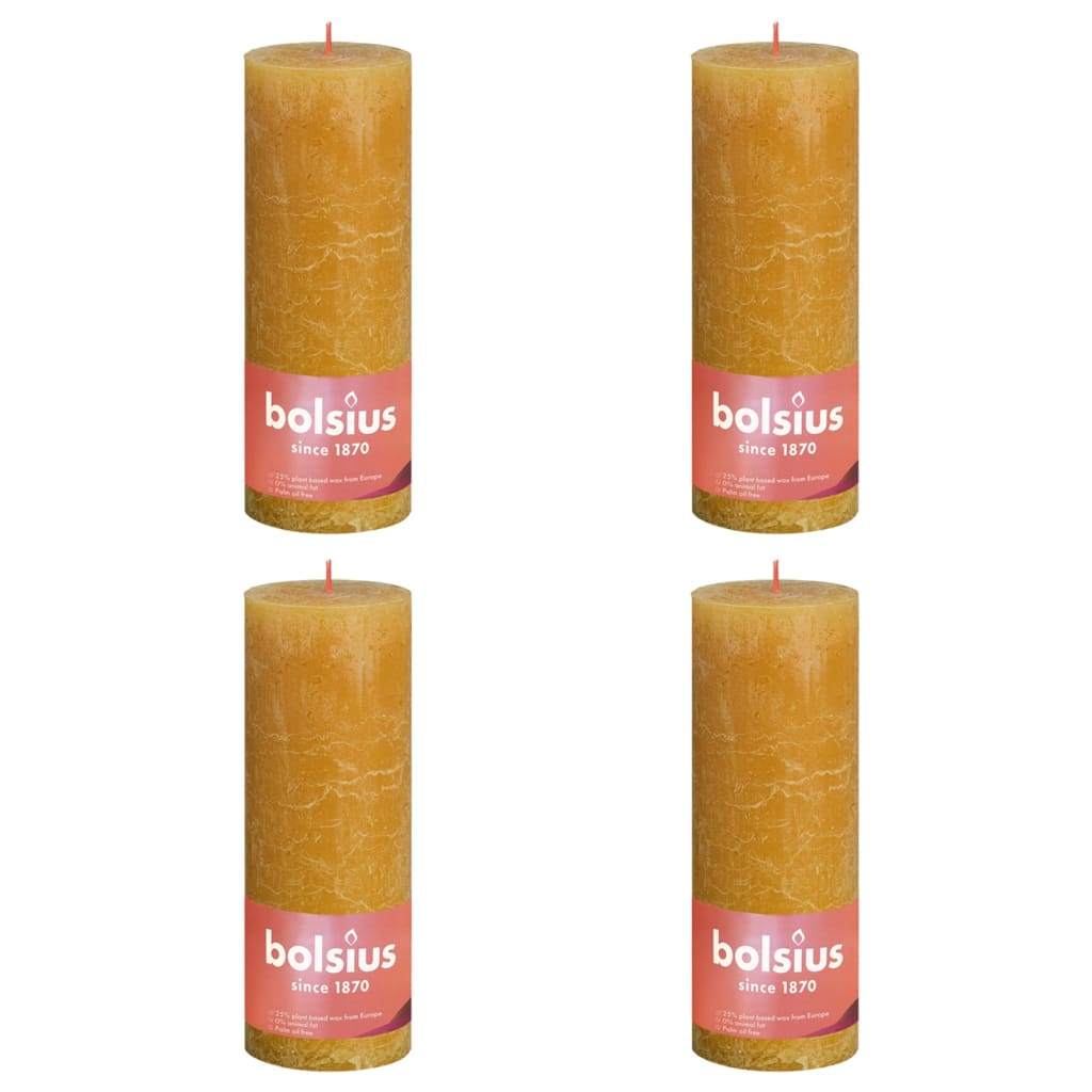 Bolsius Rustika blockljus 4-pack 190x68 mm honungsgul