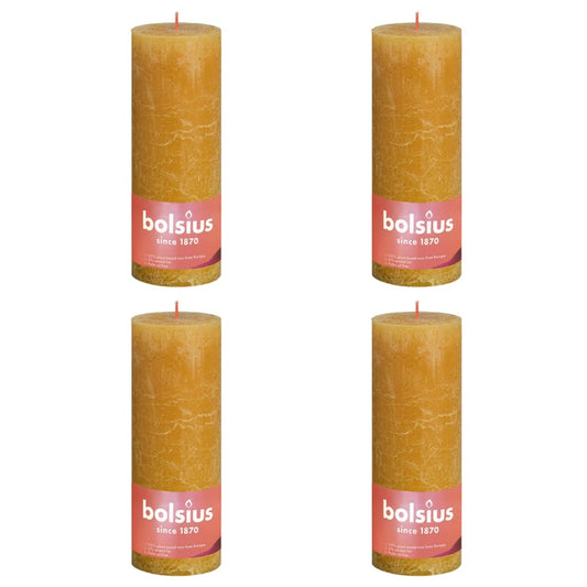 Bolsius Rustika blockljus 4-pack 190x68 mm honungsgul