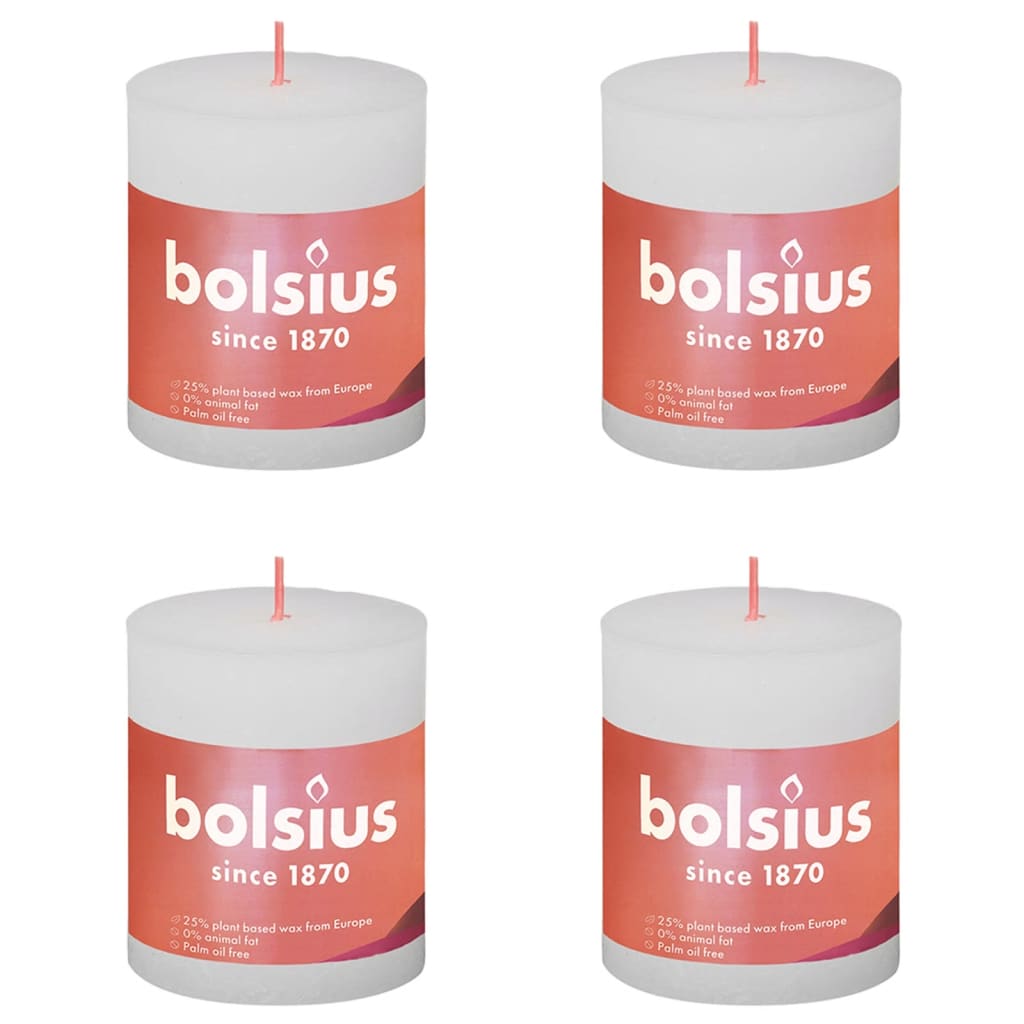 Bolsius Rustika blockljus 4-pack 80x68 mm molnvit