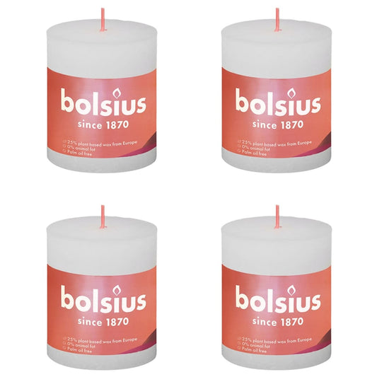 Bolsius Rustika blockljus 4-pack 80x68 mm molnvit