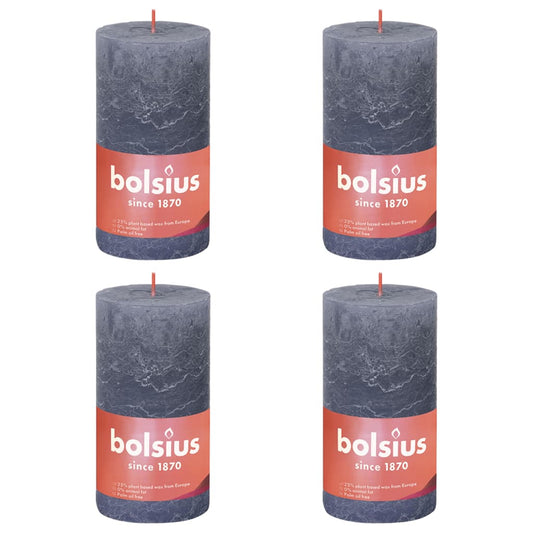 Bolsius Rustika blockljus 4-pack 130x68 mm skymningsblå