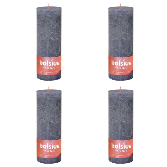 Bolsius Rustika blockljus 4-pack 190x68 mm skymningsblå