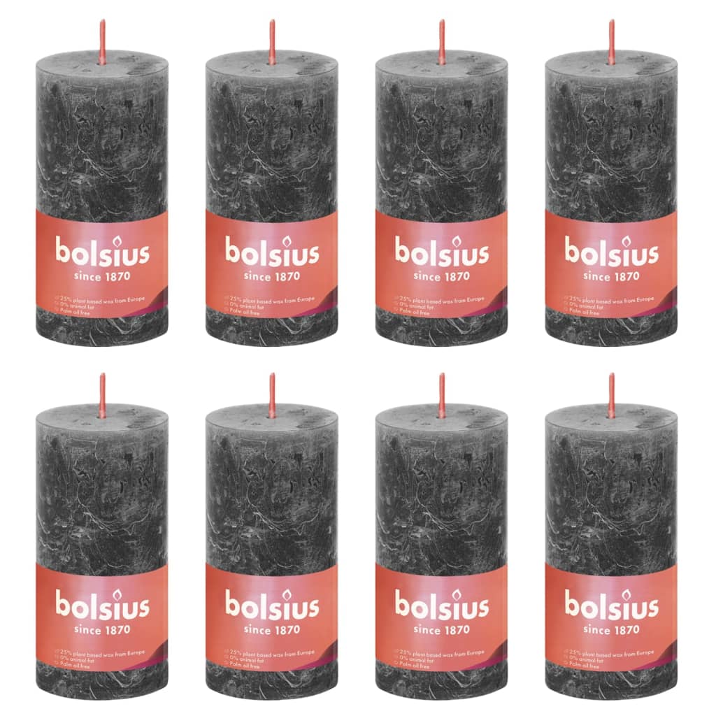 Bolsius Blockljus Shine 8-pack 100x50 mm stormgrå