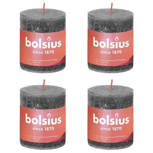 Bolsius Rustika blockljus 4-pack 80x68 mm stormgrå