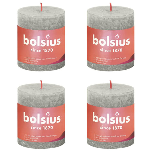 Bolsius Rustika blockljus 4-pack 80x68 mm sandgrå