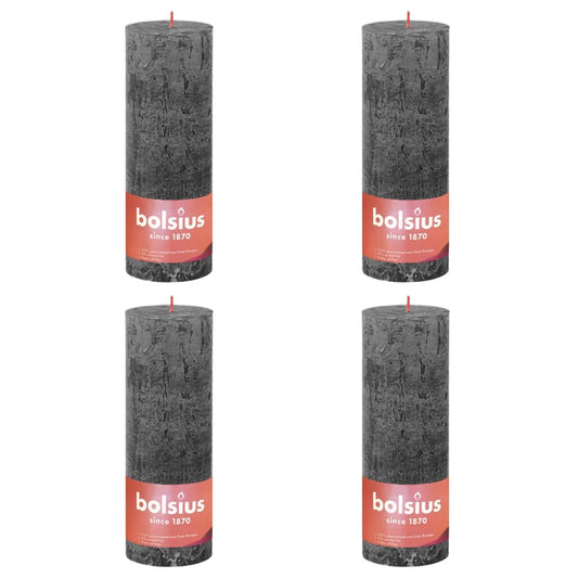 Bolsius Rustika blockljus 4-pack 190x68 mm stormgrå