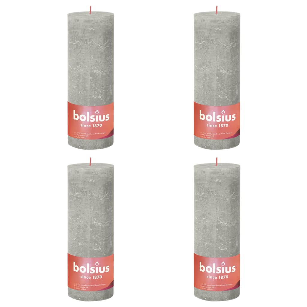 Bolsius Rustika blockljus 4-pack 190x68 mm sandgrå