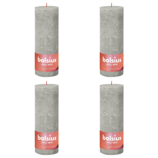 Bolsius Rustika blockljus 4-pack 190x68 mm sandgrå