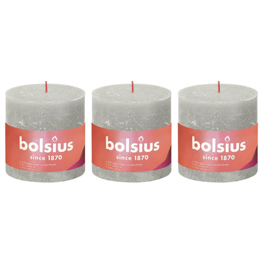 Bolsius Blockljus Shine 3-pack 100x100 mm sandgrå