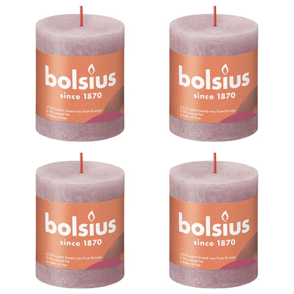 Bolsius Rustika blockljus 4-pack 80x68 mm askrosa