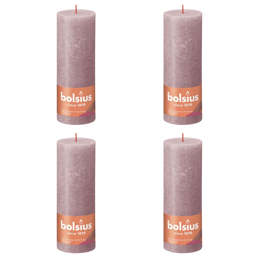 Bolsius Rustika blockljus 4-pack 190x68 mm askrosa