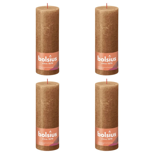 Bolsius Rustika blockljus 4-pack 190x68 mm kryddbrun