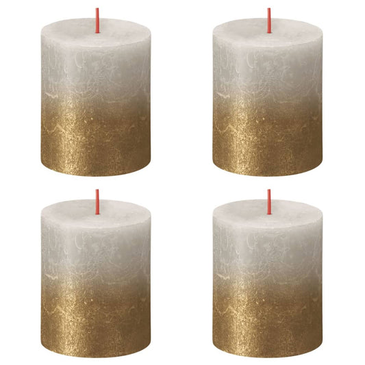 Bolsius Blockljus Sunset 4-pack 80x68 mm sandgrå och guld