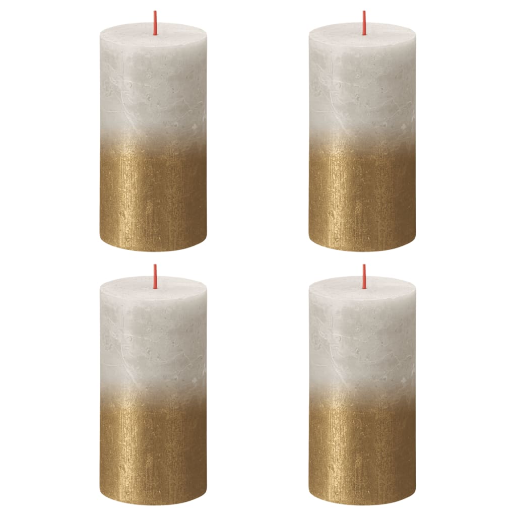 Bolsius Blockljus Sunset 4-pack 130x68 mm sandgrå och guld