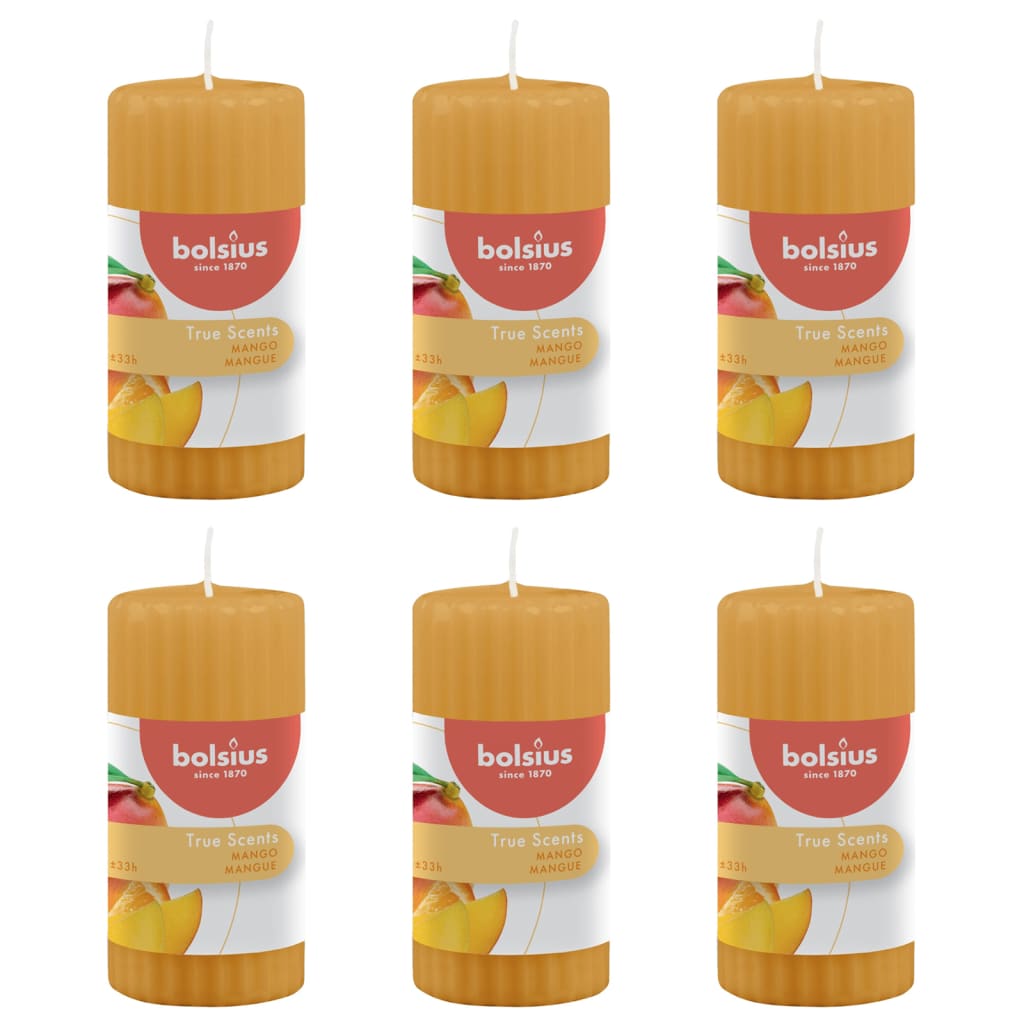 Bolsius Ribbade blockljus med doft 6-pack 120x58 mm mango