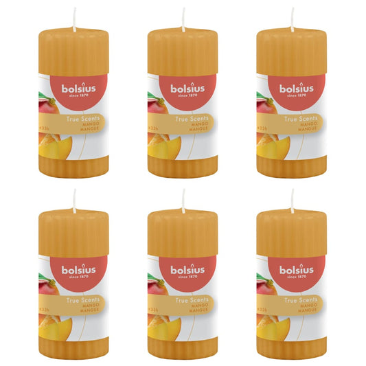 Bolsius Ribbade blockljus med doft 6-pack 120x58 mm mango