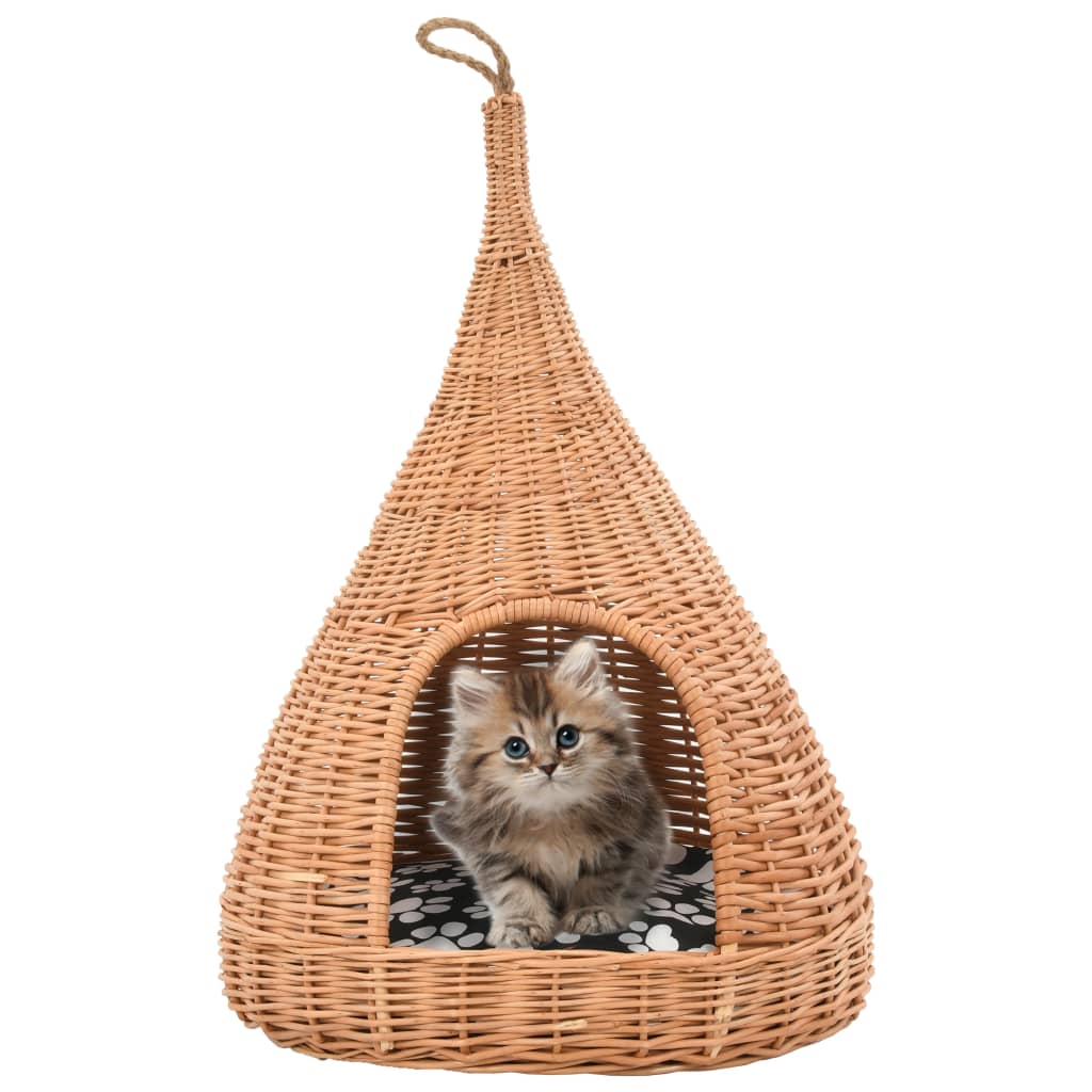 Kattkoja med dyna 40x60 cm naturlig pil tipi