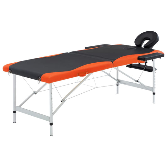 Hopfällbar massagebänk 2 sektioner aluminium  och orange