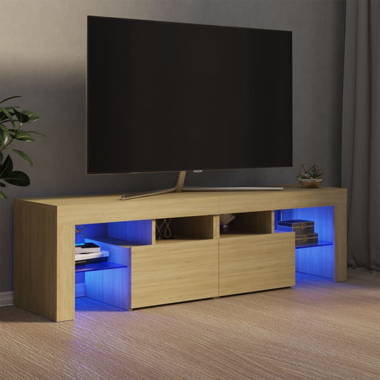 Tv-bänk med LED-belysning sonoma-ek 140x36,5x40 cm