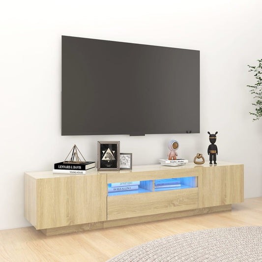 TV-bänk med LED-belysning sonoma-ek 200x35x40 cm