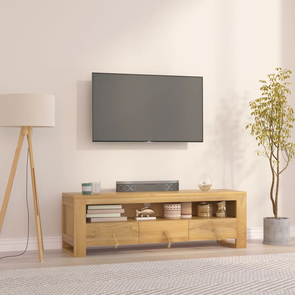 Tv-bänk 110x30x35 cm massiv teak