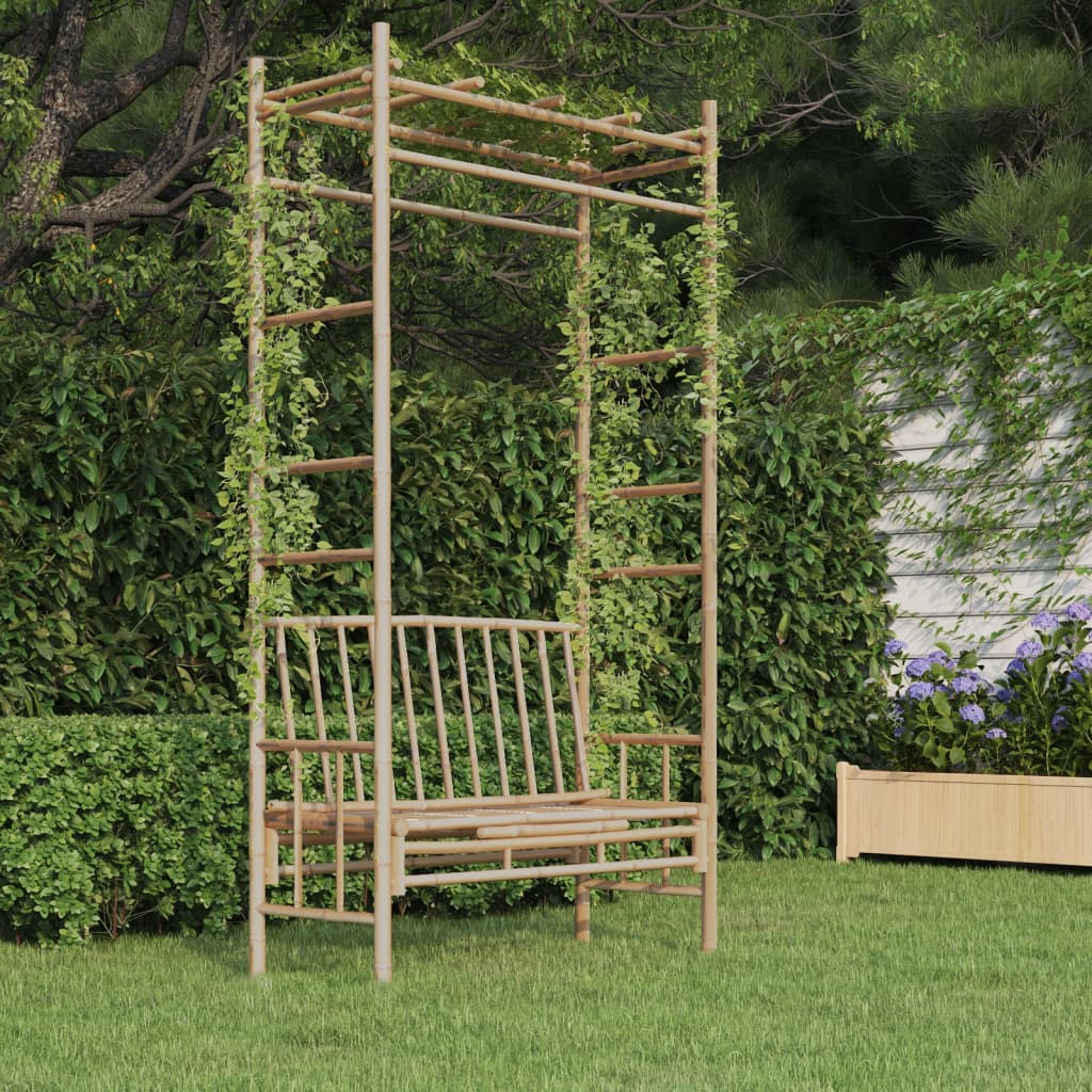 Trädgårdsbänk med pergola 116 cm bambu