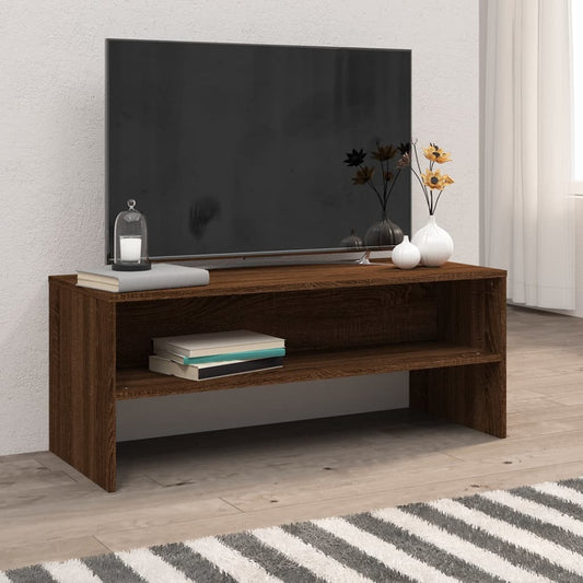 Tv-bänk rökfärgad ek 100x35x40 cm konstruerat trä