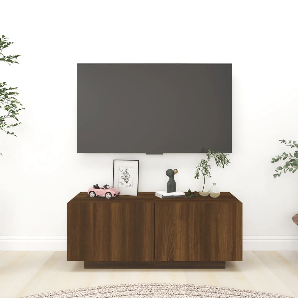 Tv-bänk rökfärgad ek 100x35x40 cm konstruerat trä