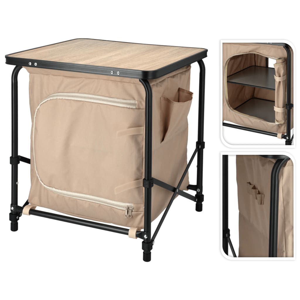 Redcliffs Campingbord med skåp beige 48x48x53,5 cm