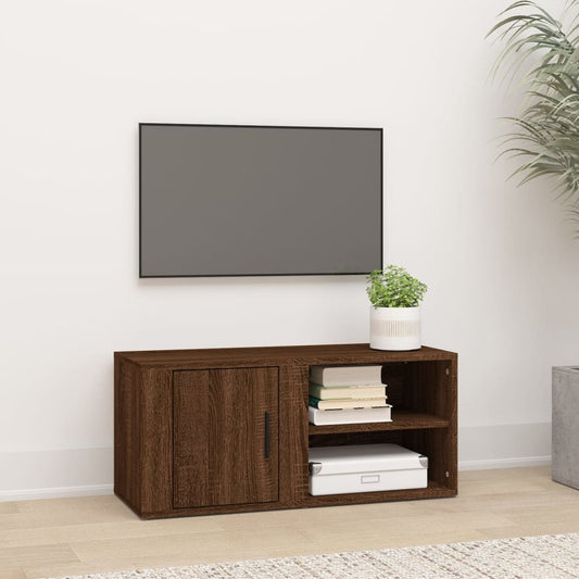 Tv-bänk rökfärgad ek 80x31,5x36 cm konstruerat trä