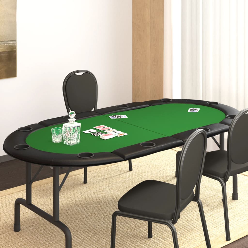 Pokerbord för 10 spelare hopfällbart 208x106x3 cm